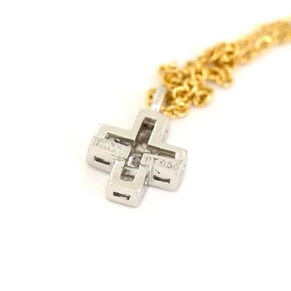 Tiffany & Co. Cruciform Cross Diamond Necklace 16" 18k Yellow Gold 750 & PT950 - Picture 6 of 9
